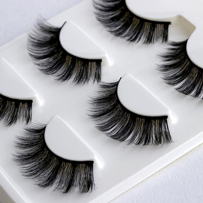 3 Pairs Natural False Eyelashes Beauty Make up Thick Cross