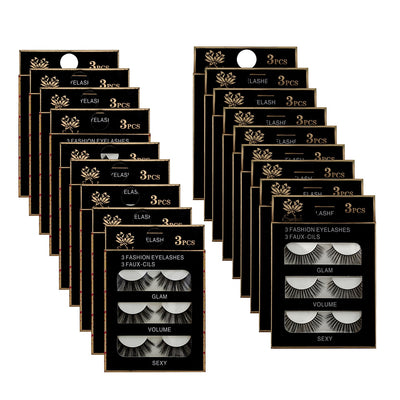 3 Pairs Natural False Eyelashes Beauty Make up Thick Cross