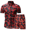 Fashion men clothes set summer Flower tshirt