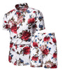 Fashion men clothes set summer Flower tshirt