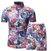 Fashion men clothes set summer Flower tshirt