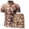 Fashion men clothes set summer Flower tshirt