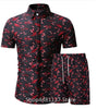 Fashion men clothes set summer Flower tshirt