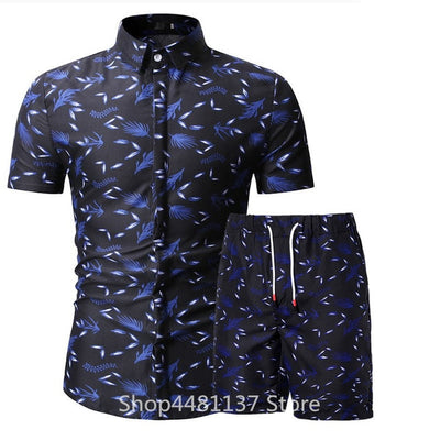 Fashion men clothes set summer Flower tshirt