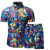 Fashion men clothes set summer Flower tshirt