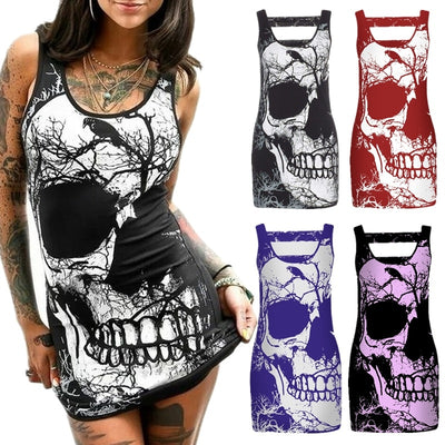 Women's Sleeveless Skull  Summe Dress