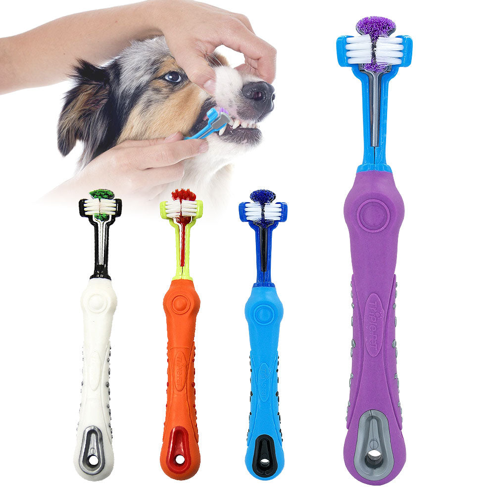 Pet clean Dog Toothbrush Three Head Pet Tooth Brush